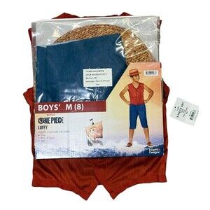 Netflix One Piece Monkey D. Luffy Child Costume Vest Shorts Hat Medium 7 - 8 NEW